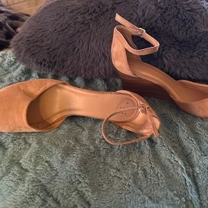 Tan ankle strap wedge